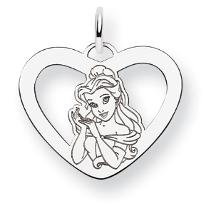 Sterling Silver Disney Belle Heart Charm