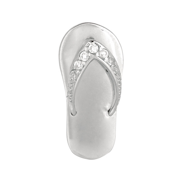 Sterling Silver Rhodium Plated Flip-Flop Charm