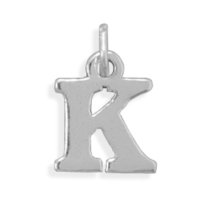 Oxidized Sterling Silver Letter K Charm Measures 12mm X 18mm