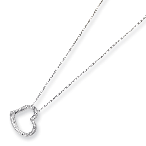 14k White Gold Diamond Fascination Small Heart Necklace