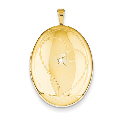 1/20 Gold Filled 20mm Rough Diamond in Heart Oval Locket