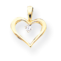 14k Rough Diamond Heart Pendant - Measures 12x10mm