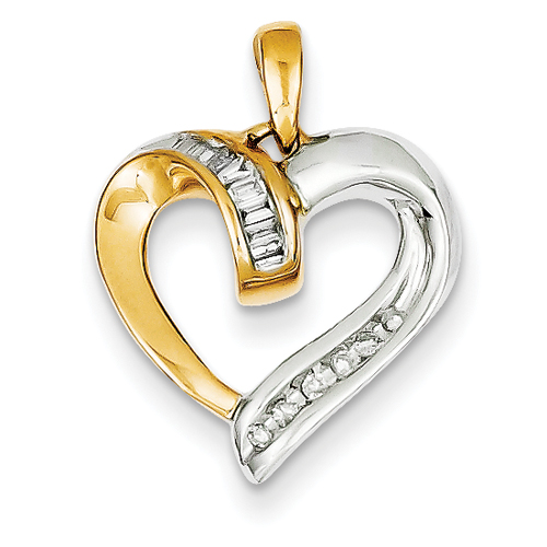 14K Two-Tone Diamond Heart Pendant