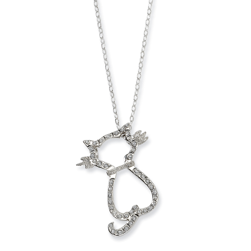 Sterling Silver Rough Diamond Mystique 18inch Cat Necklace