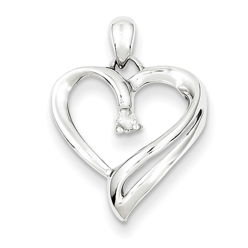 Sterling Silver Rough Diamond Heart Pendant