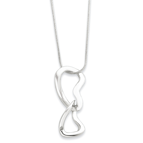 SS White Ice .015ct. Rough Diamond Heart Necklace - 18 Inch