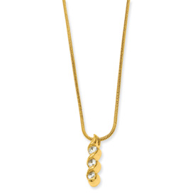 Gold-plated Three Stone CZ Swirl Necklace - 18 Inch