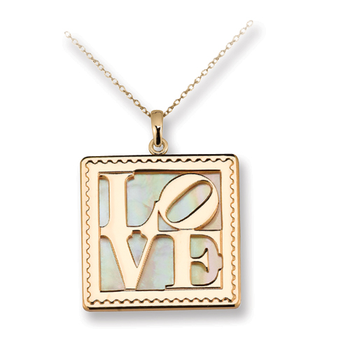 Gold-plated Sterling Silver Postage Stamp Love Necklace - 16 Inch
