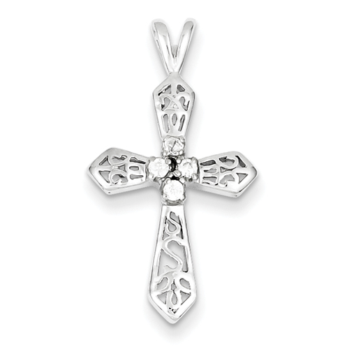 Sterling Silver CZ Passion Cross Pendant