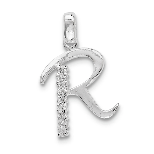 Sterling Silver CZ Initial R Pendant