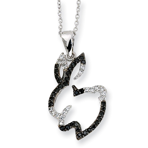 Sterling Silver CZ Bunny Necklace - 18 Inch