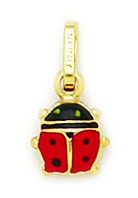 14k Yellow Gold Enamel Small Ladybug Pendant - Measures 14x7mm - 14 Inch