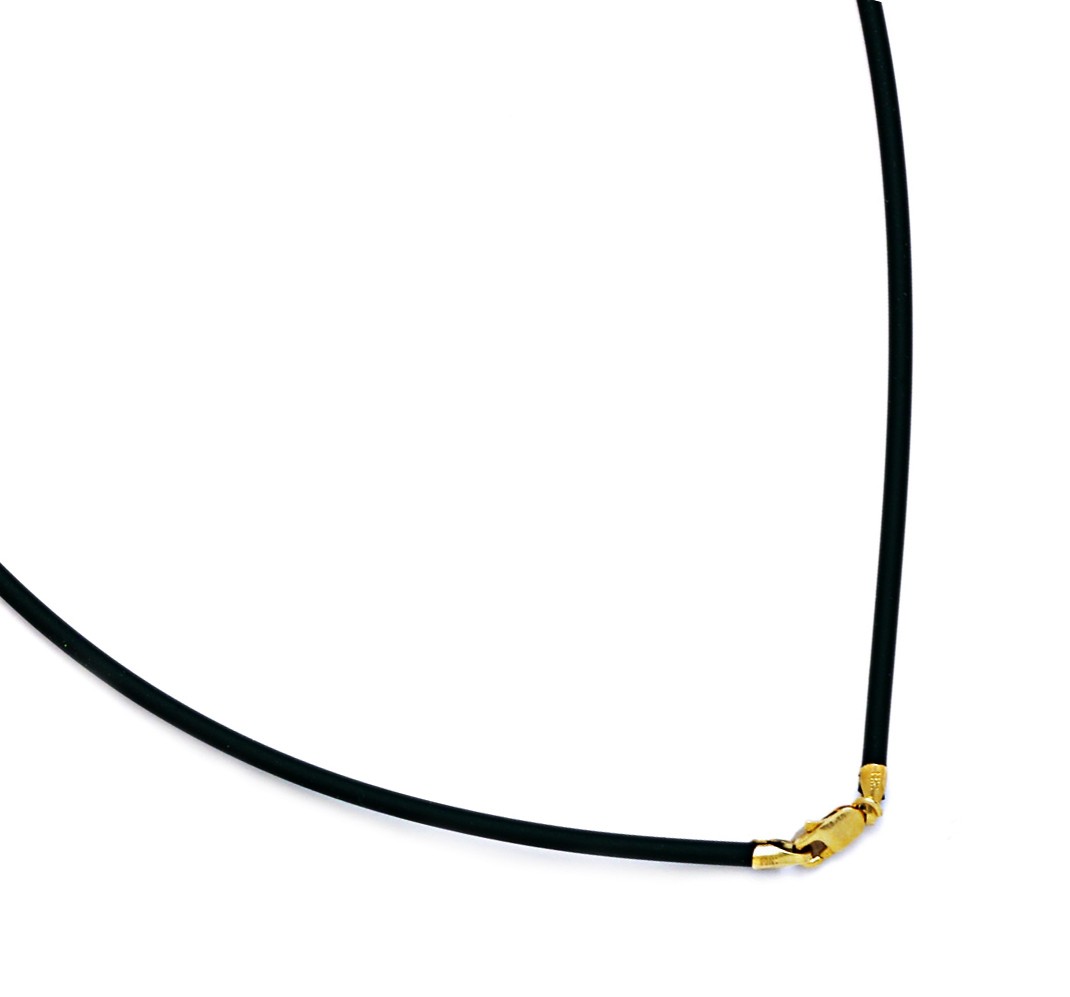 14 Karat Yellow Gold Rubber Cord Necklace - Measures 2mm - 24 Inch