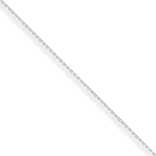 10k WG .5mm Solid Diamond-Cut Cable Chain Necklace - 20 Inch