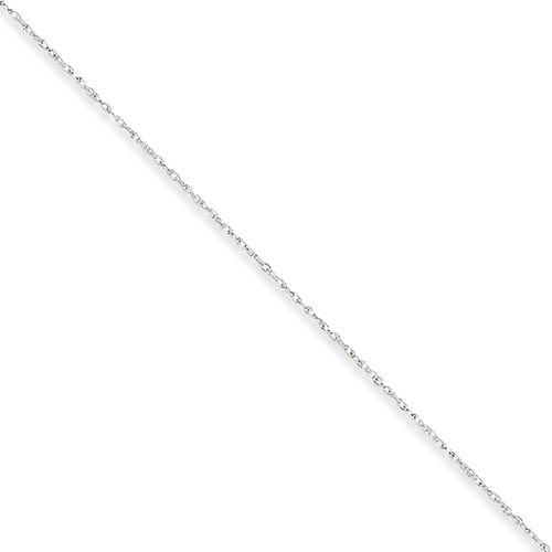 10k WG .8mm Polished Lite Baby Rope Chain Necklace - 18 Inch