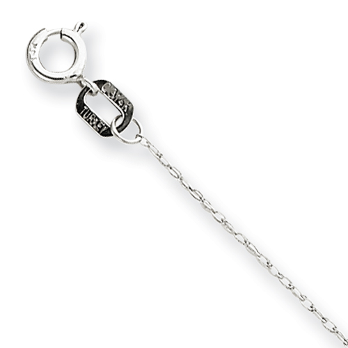 14K White Gold Carded Cable Rope Chain Necklace - 16 Inch - 0.5mm - Spring Ring - JewelryWeb