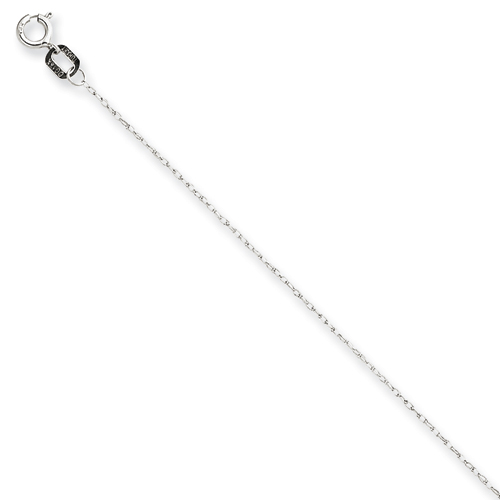 14 Karat White Gold Carded Cable Rope Chain Necklace - 24 Inch - 0.6mm - Spring Ring - JewelryWeb