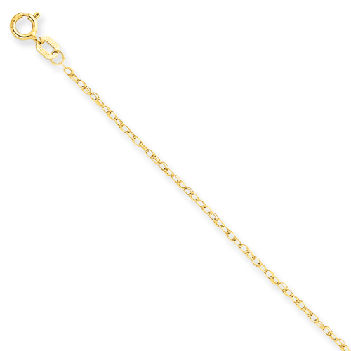 14K Carded Cable Rope Chain Necklace - 18 Inch - 1.05mm - Spring Ring