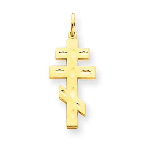 14k Eastern Orthodox Cross Pendant - Measures 25x13mm
