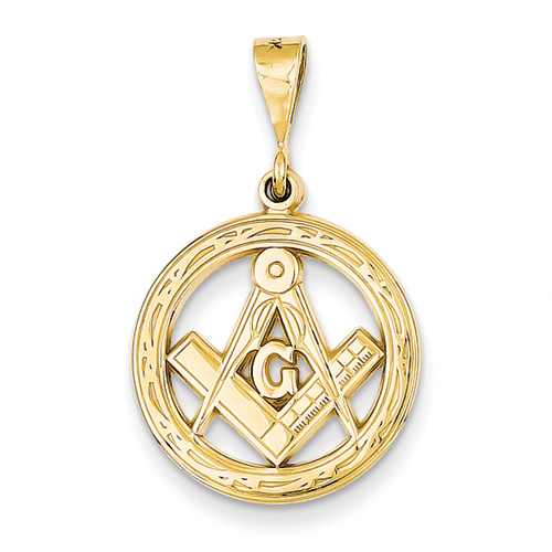 14k Masonic Pendant - Measures 30x18.1mm