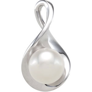 Sterling Silver Freshwater Cultured Pearl Pendant 9.5-1mm