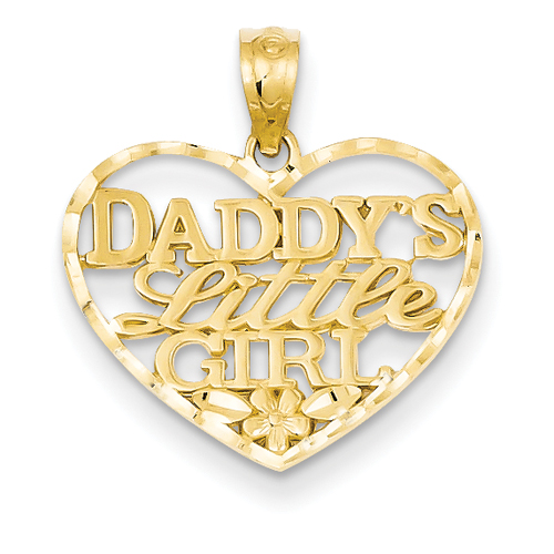 14k Diamond-Cut Daddys Little Girl Heart Pendant