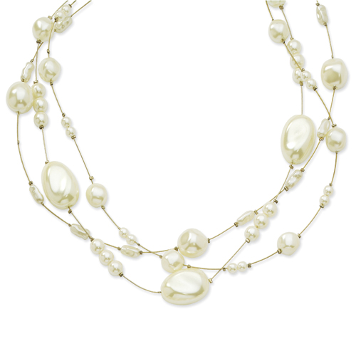 Gold-tone Cultura Glass Pearl Multi-wire 16 Inch  Necklace