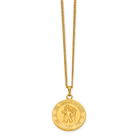 Gold-plated St. Christopher Medal Necklace - 24 Inch