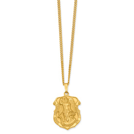 Gold-plated St. Michael Medal Necklace - 24 Inch
