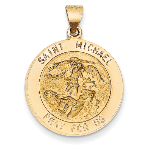 14k St. Michael Medal Round Pendant - Measures 29.2x31.8mm