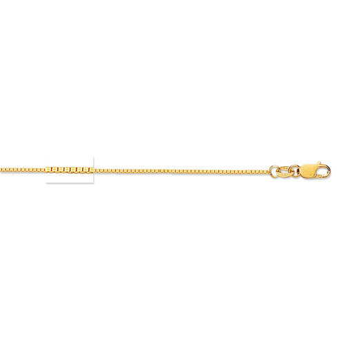 18k 0.6mm Yellow Gold Box Chain Necklace - 16 Inch