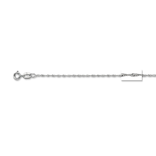 14K Necklace - 16 Inch 0.8mm White Gold Classic Sing