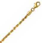 14k Yellow Gold D/C 24 Inch X 2.5 mm Rope Chain Necklace