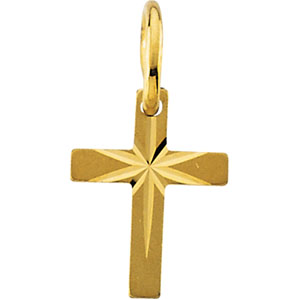 14k Yellow Gold Childs Cross Pendant With Star 10x7.5mm