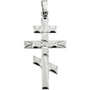 14k White Gold Orthodox Cross Pendant 20x10mm