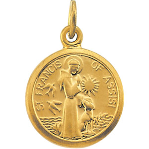 14k Yellow Gold St. Francis Of Assisi Medal 10.15x12mm