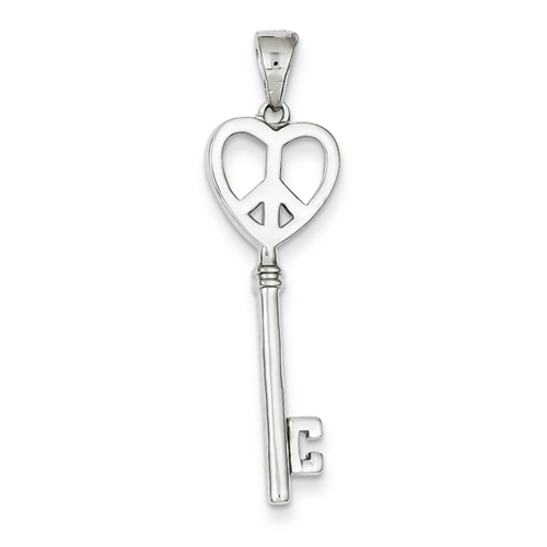 Sterling Silver Peace Sign Heart Key Pendant
