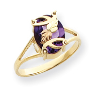 10k Tri-color Black Hills Gold Ladies Amethyst Ring - Size 6