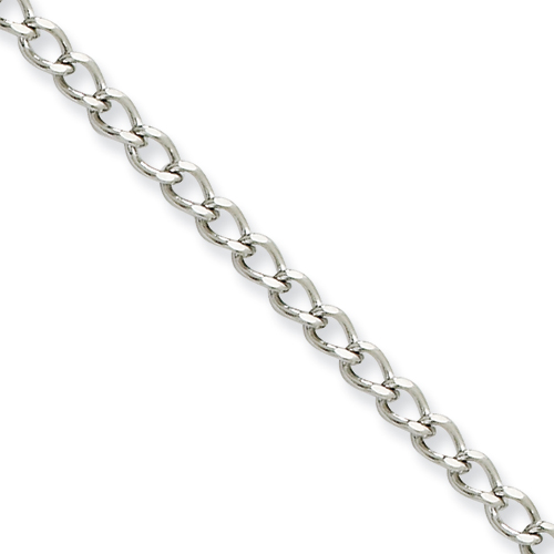 StainleSterling silver Steel 3mm Curb Chain Necklace. - 24 in.