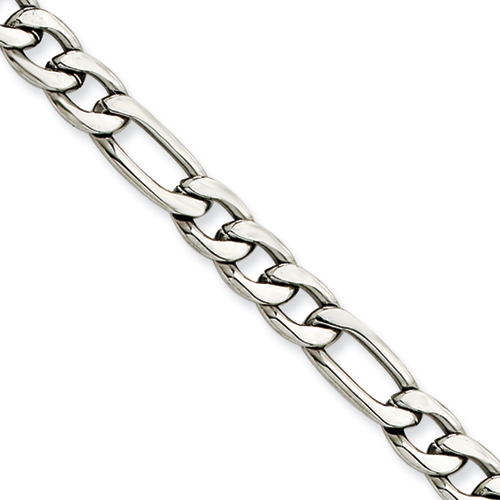 Stainless Steel 6.30mm Figaro Chain Necklace - 20 Inch