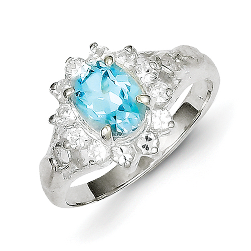 Sterling Silver Blue Topaz Ring - Size 7