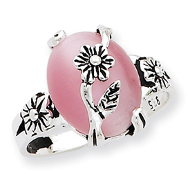 Sterling Silver Pink Cats Eye Ring - Size 7
