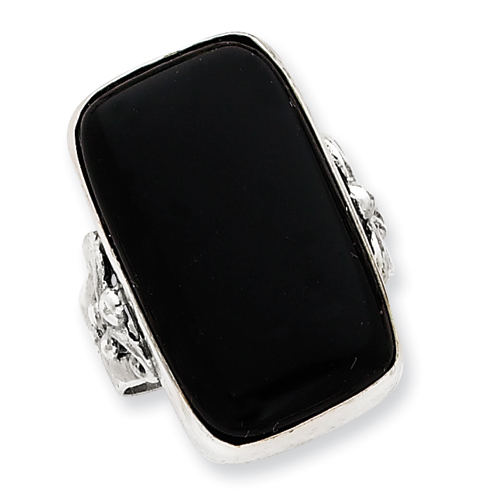 Sterling Silver Rectangle Black Onyx Ring