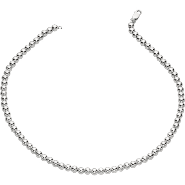Sterling Silver Rhodium Plated 18 Inch Fancy Bead Necklace