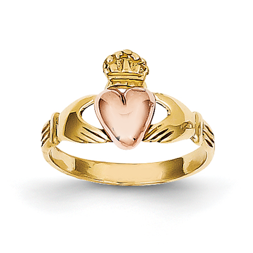 14k Two-tone Baby Claddagh Ring - Size 1