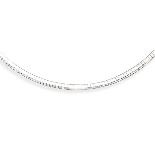 Sterling silver 18 in. 3mm Domed Omega Necklace. - Lobster Clasp - 18 in.