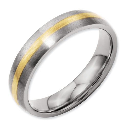 Titanium 14k Gold Inlay 5mm Brushed Band Ring - Size 7