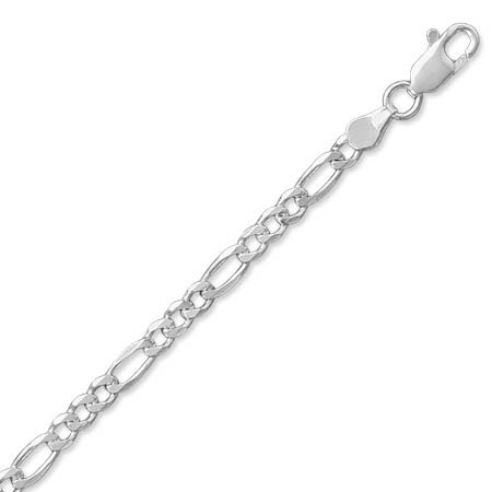 Sterling Silver 22 Inch Figaro Chain Necklace 3.5mm Wide With Lobster Clasp