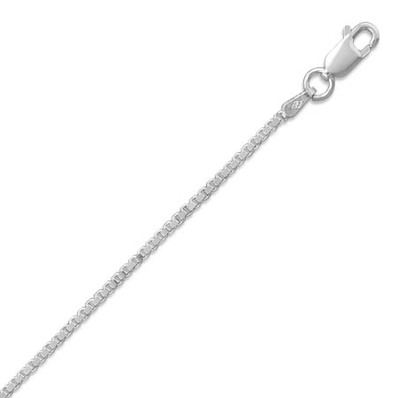 Sterling Silver 18 Inch Heavy Box Chain Necklace 1.2mm Wide With Lobster Clasp