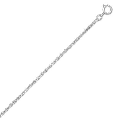 Sterling Silver 24 Inch Light Rope Chain Necklace 1.2mm Wide With Spring Ring Closure